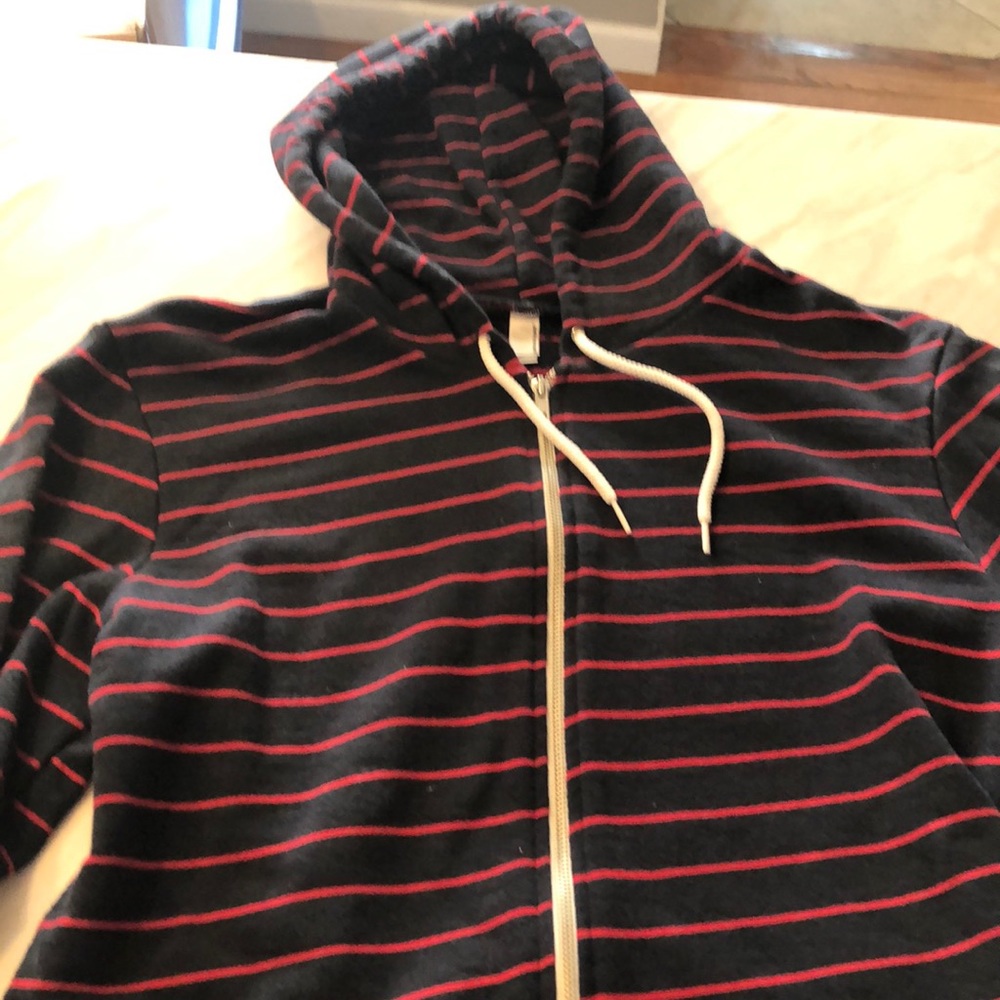 American Apparel Blue Red stripe Hoodie